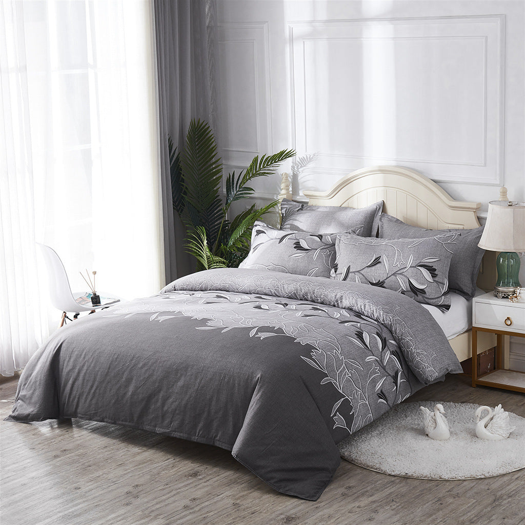 HKM-750995 Embroidered Three-Piece Quilt Cover Set in Multiple Sizes