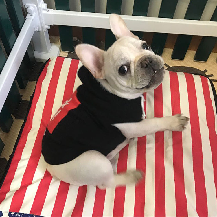 HKM-7511229 Casual Cotton Sweater for Dogs in Gray and Black, Sizes XS to XXL