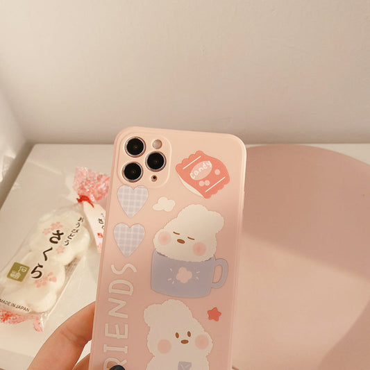 HKM-751187 Matte Soft Rabbit Phone Case Compatible with iPhone 7/8/SE/X/XR/XS/11/12, Cartoon Design