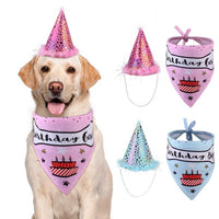 HKM-7512253 Pet Birthday Party Hat and Saliva Towel Set for Dogs and Cats