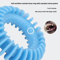 HKM-7513277 Durable Rubber Dog Toy for Chewing and Molar Health - Yellow, Blue, Pink Options