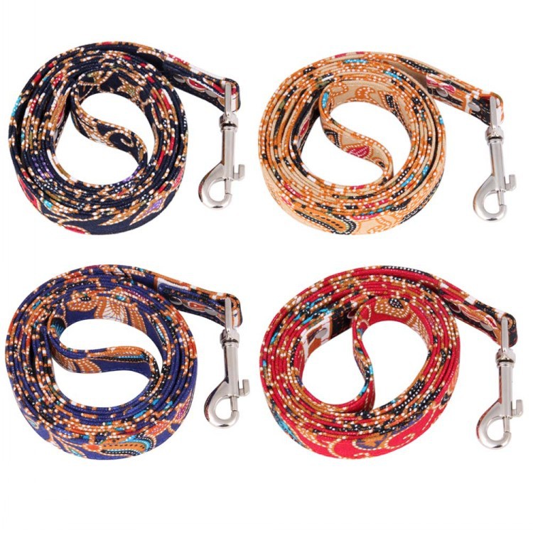 HKM-7514429 Japanese Style Cotton Dog Rope Collar with 360¡ã Rotating Alloy Hook - Available in Multiple Colors