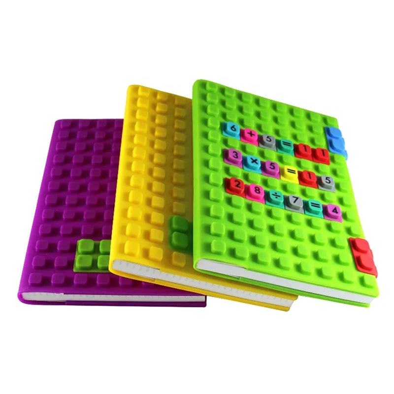 HKM-751443 Custom A6 Silicone Diary Notebook with Colourful Block Design and 100 Sheets