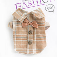 HKM-7515197 Khaki Dog Couple Suit Shirt for Small Dogs and Cats, Lightweight Polyester for Spring and Summer