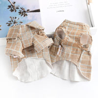 HKM-7515197 Khaki Dog Couple Suit Shirt for Small Dogs and Cats, Lightweight Polyester for Spring and Summer