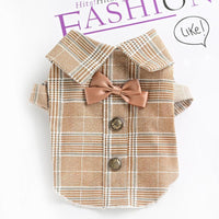 HKM-7515197 Khaki Dog Couple Suit Shirt for Small Dogs and Cats, Lightweight Polyester for Spring and Summer