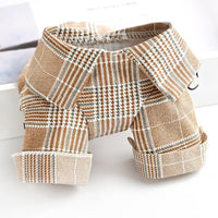 HKM-7515197 Khaki Dog Couple Suit Shirt for Small Dogs and Cats, Lightweight Polyester for Spring and Summer
