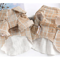 HKM-7515197 Khaki Dog Couple Suit Shirt for Small Dogs and Cats, Lightweight Polyester for Spring and Summer