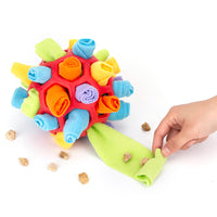HKM-7515453 Sniff & Snack Puzzle Ball for Dogs - Enrichment Toy Made of Polar Fleece, 20cm