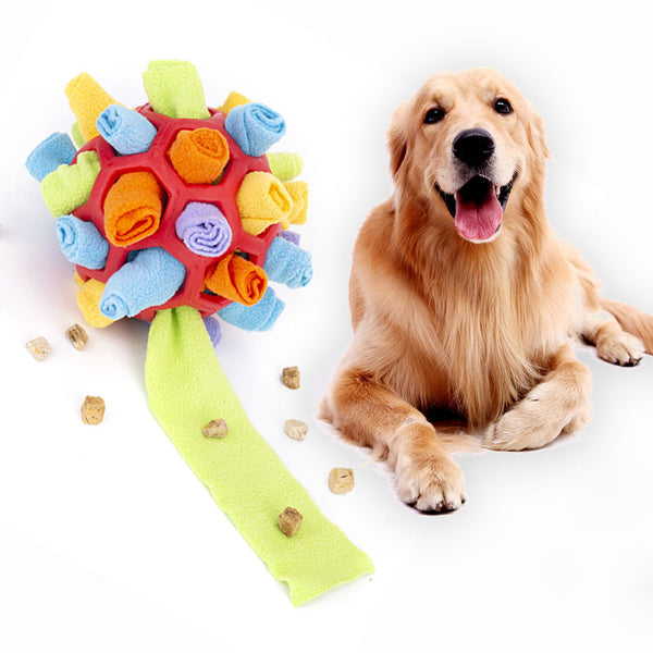 HKM-7515453 Sniff & Snack Puzzle Ball for Dogs - Enrichment Toy Made of Polar Fleece, 20cm
