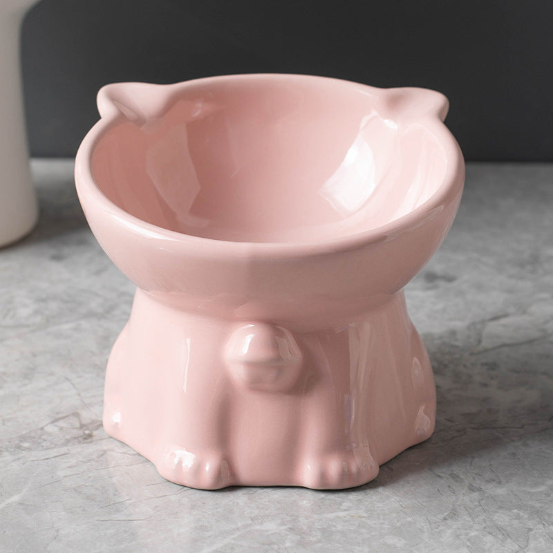 HKM-7516605 Cute Ceramic High Foot Cat Bowl in Black ¨C Perfect for Pets