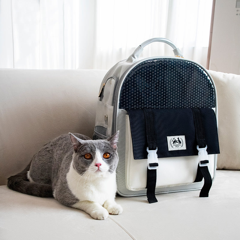 HKM-7516861 Portable Foldable Cat and Dog Backpack with Large Capacity - Lightweight Oxford Material for Pets