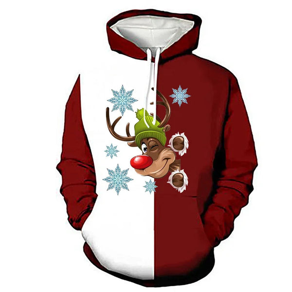 HKM-751699 Men's Christmas Sweatshirt Christmas New Christmas Deer Mens Crew Neck Digital Printing Couple Dress Pullover Sweater