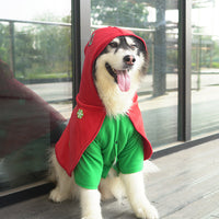 HKM-7518781 Embroidered Red Pet Christmas Cloak with Warm Velvet and Polar Fleece for Dogs