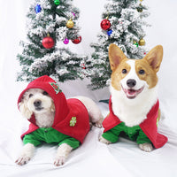 HKM-7518781 Embroidered Red Pet Christmas Cloak with Warm Velvet and Polar Fleece for Dogs
