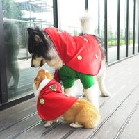 HKM-7518781 Embroidered Red Pet Christmas Cloak with Warm Velvet and Polar Fleece for Dogs