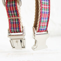 HKM-7520189 Red Plaid Polyester Dog Leash - Various Sizes Available