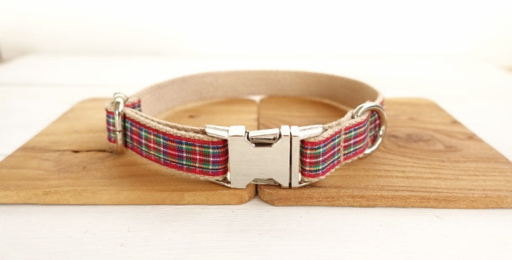 HKM-7520189 Red Plaid Polyester Dog Leash - Various Sizes Available