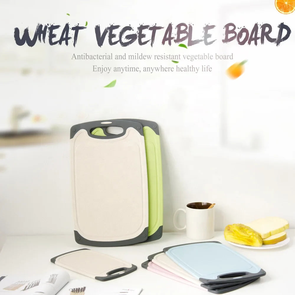 HKM-752019 Wheat Straw Fibre Cutting Board Set - Flexible, BPA Free, Anti-Slip, 3 Pieces