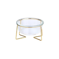 HKM-7520573 Elegant Glass and Beech Pet Bowl - Available in Large (800ml) and Small (480ml) for Cats and Dogs