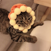 HKM-7520957 Adorable Sunflower Cat Headdress Wig for Pets - Cute Dress-Up Hat for Halloween and Seasonal Celebrations