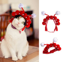 HKM-7520957 Adorable Sunflower Cat Headdress Wig for Pets - Cute Dress-Up Hat for Halloween and Seasonal Celebrations