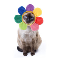 HKM-7520957 Adorable Sunflower Cat Headdress Wig for Pets - Cute Dress-Up Hat for Halloween and Seasonal Celebrations