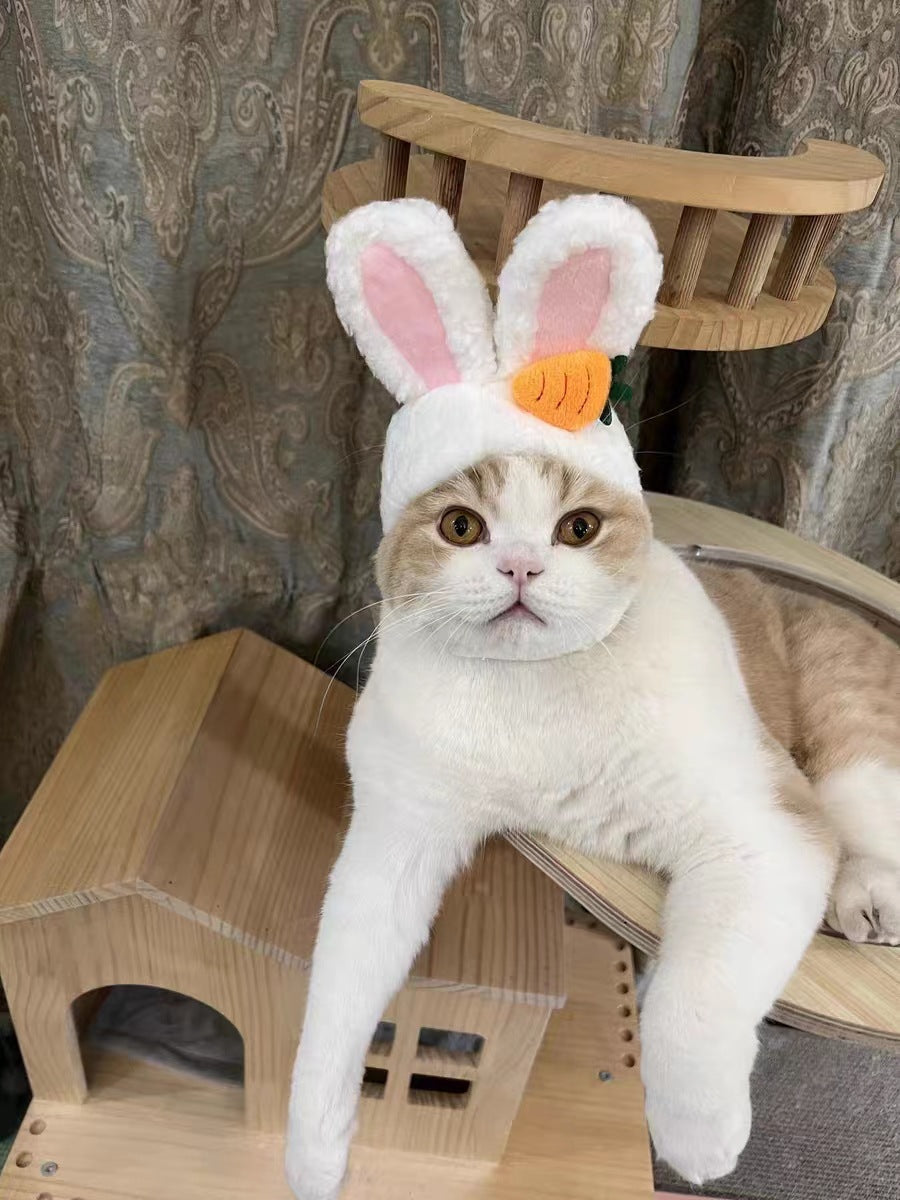 HKM-7520957 Adorable Sunflower Cat Headdress Wig for Pets - Cute Dress-Up Hat for Halloween and Seasonal Celebrations