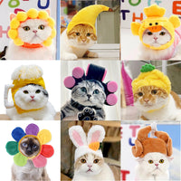 HKM-7520957 Adorable Sunflower Cat Headdress Wig for Pets - Cute Dress-Up Hat for Halloween and Seasonal Celebrations