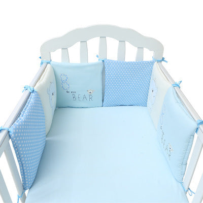 HKM-752147 Cotton Baby Bed Bumper Set - 6 Soft Filling Pieces for Crib Protection