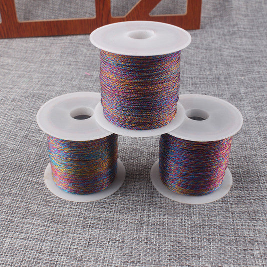 HKM-752147 Multicolored Braided Rope with Gold and Silver Lamina Strands - Various Sizes Available