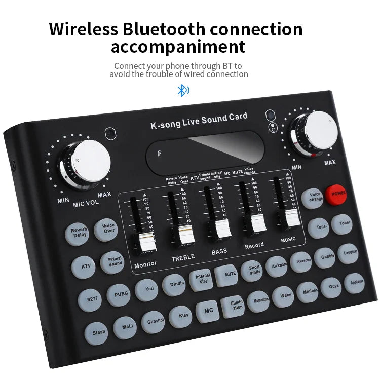 HKM-752211 External USB Sound Card Mixer for Live Karaoke and Audio Streaming