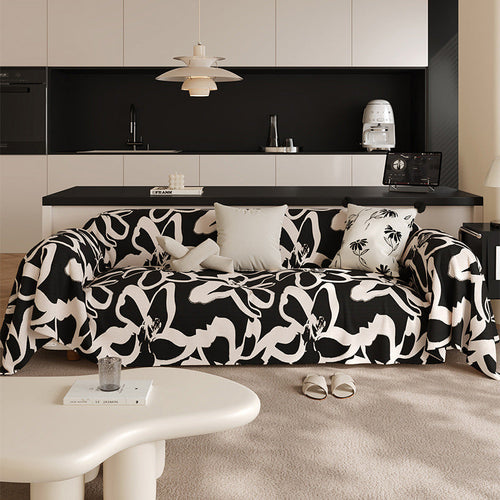 HKM-752211 Stain-Resistant Black Sofa Cushion for Living Room - Stylish Floral Pattern, Multiple Sizes Available