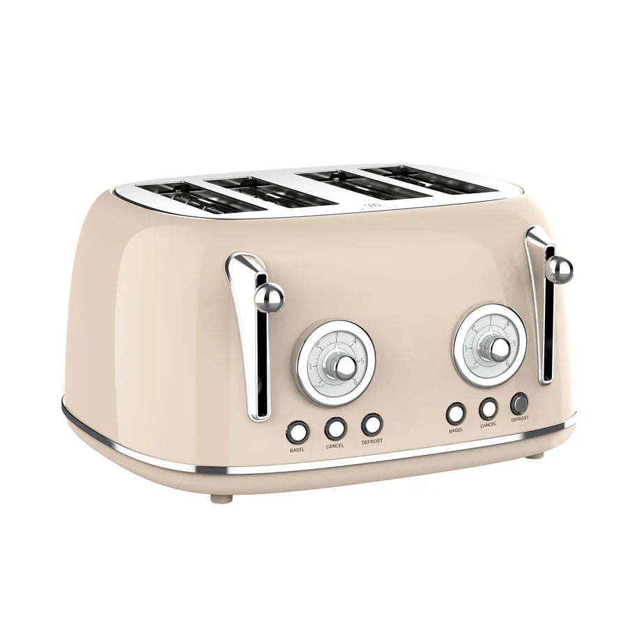 HKM-752211 Wide Slot 4-Slice Toaster with Adjustable Browning Levels and Extra Lift Function