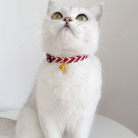 HKM-7522365 Adjustable Striped Geometry Pet Collar in Red and Green - Fits 17-32cm