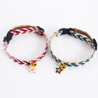 HKM-7522365 Adjustable Striped Geometry Pet Collar in Red and Green - Fits 17-32cm