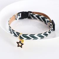 HKM-7522365 Adjustable Striped Geometry Pet Collar in Red and Green - Fits 17-32cm