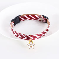 HKM-7522365 Adjustable Striped Geometry Pet Collar in Red and Green - Fits 17-32cm
