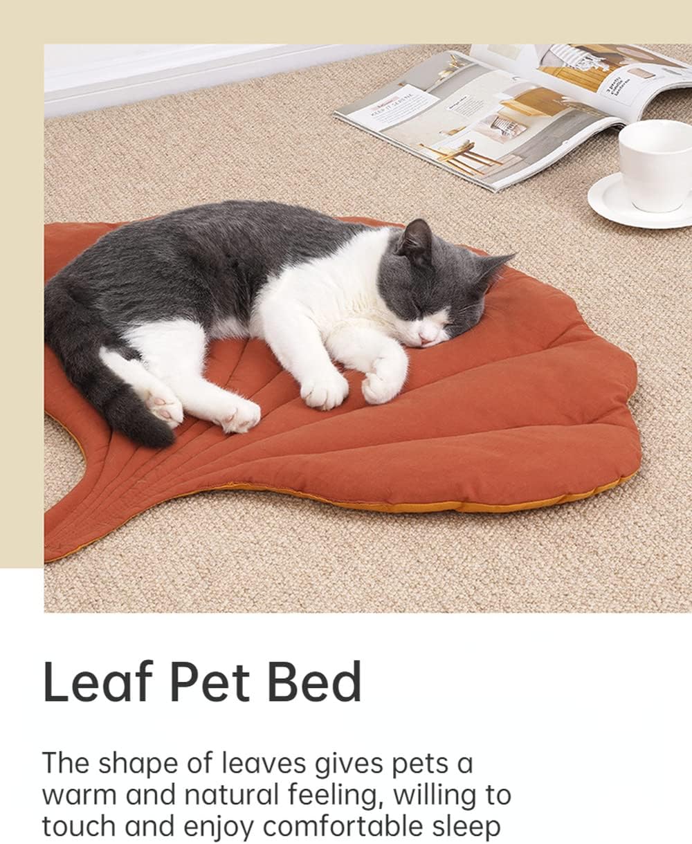 HKM-7523645 Leaf-Shaped Cat Mattress Nest - Double-Sided Warm and Comfortable Pad for Cats and Dogs