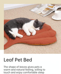 HKM-7523645 Leaf-Shaped Cat Mattress Nest - Double-Sided Warm and Comfortable Pad for Cats and Dogs