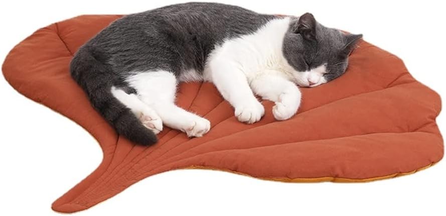HKM-7523645 Leaf-Shaped Cat Mattress Nest - Double-Sided Warm and Comfortable Pad for Cats and Dogs