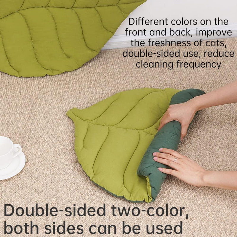 HKM-7523645 Leaf-Shaped Cat Mattress Nest - Double-Sided Warm and Comfortable Pad for Cats and Dogs