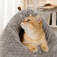 HKM-7524413 Thickened Warm Pet Bed for Cats - Cozy PP Cotton Design for Winter Comfort