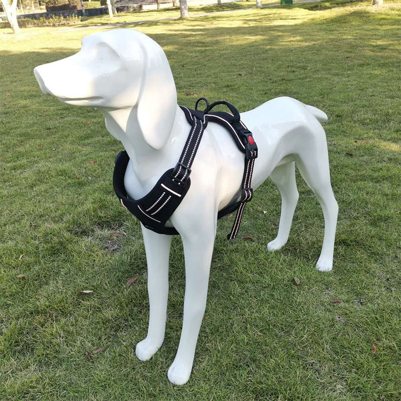 HKM-7525437 Adjustable Oxford Cloth Dog Chest Harness with Leash in Black, Purple, and Orange