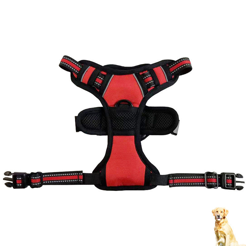 HKM-7525437 Adjustable Oxford Cloth Dog Chest Harness with Leash in Black, Purple, and Orange