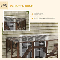 HKM-7526205 Outdoor Cat Window Box Enclosure with Shelves, Bridges, and Ramps for Multiple Cats