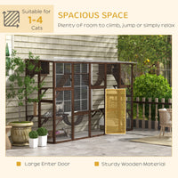 HKM-7526205 Outdoor Cat Window Box Enclosure with Shelves, Bridges, and Ramps for Multiple Cats
