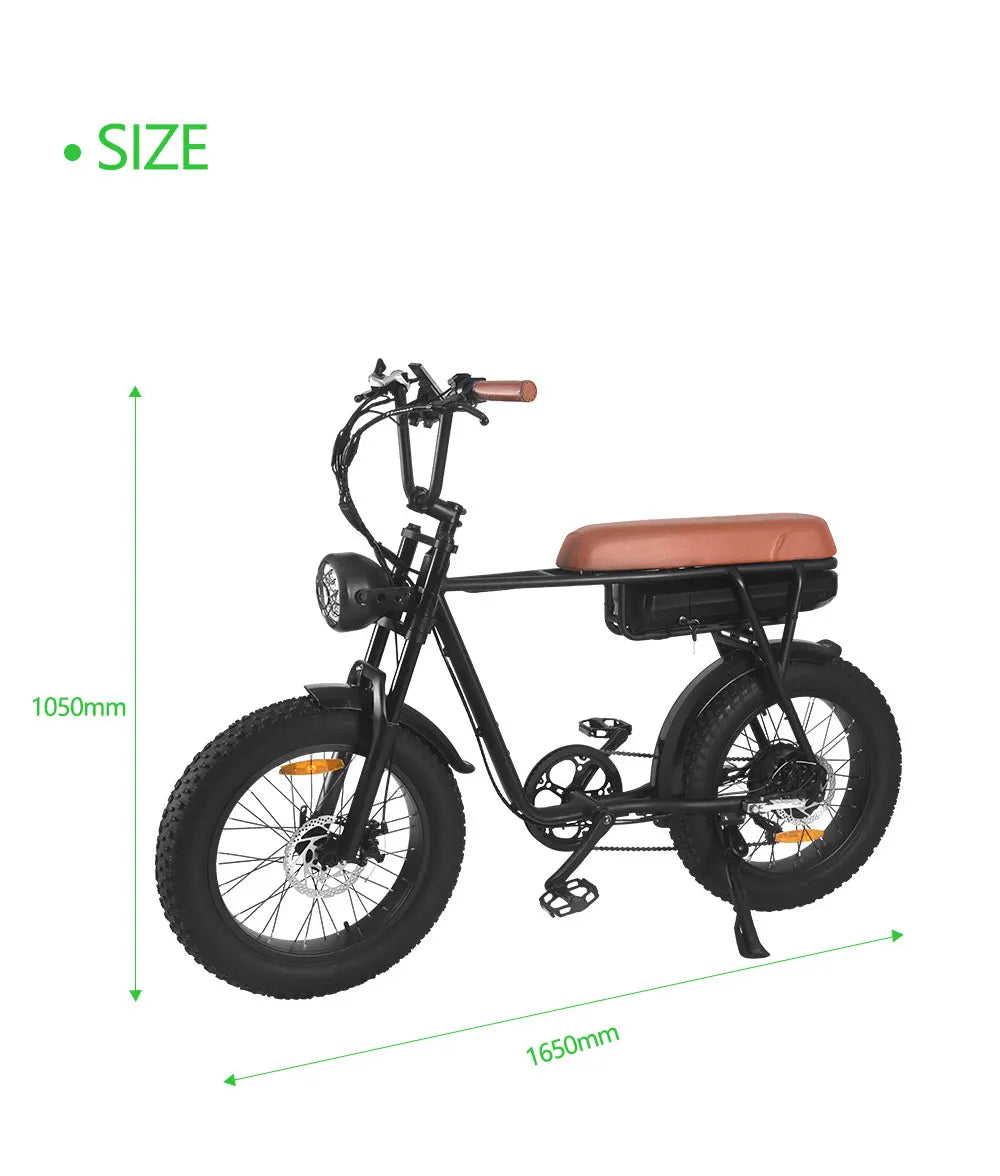 HKM-752787 750W/1000W Electric Fat Tire Mountain Bike with 7-Speed Gears and 48V Lithium Battery