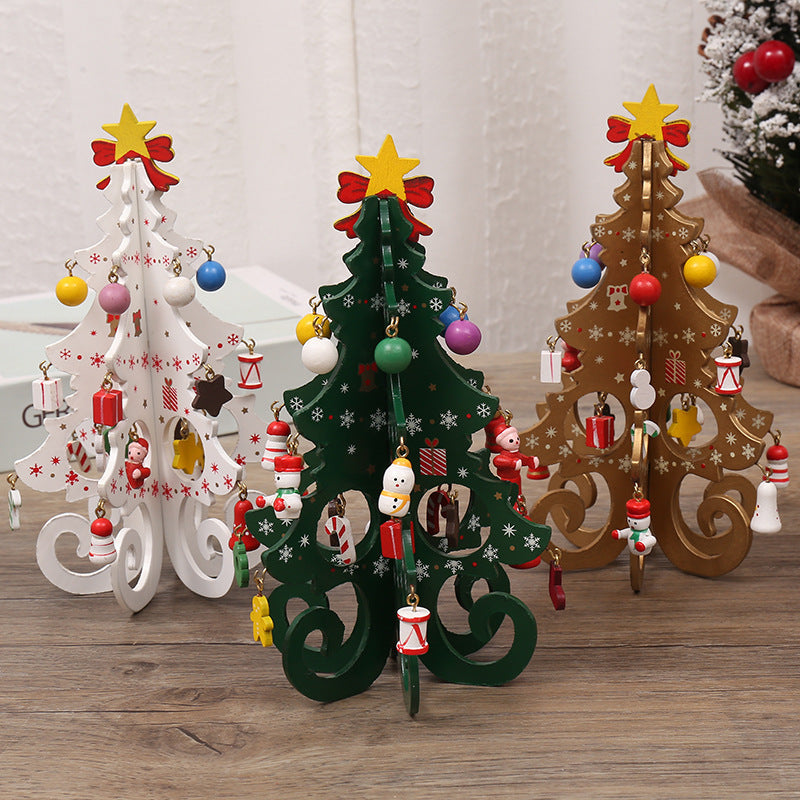 HKM-752915 Modern Christmas Tree Scene Decoration - MDF, 19x10.5cm, Manual & Laser Craft