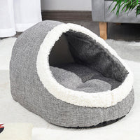 HKM-7530173 Reversible Lamb and PP Cotton Pet Nest for Cats and Dogs - Gray and Light Brown